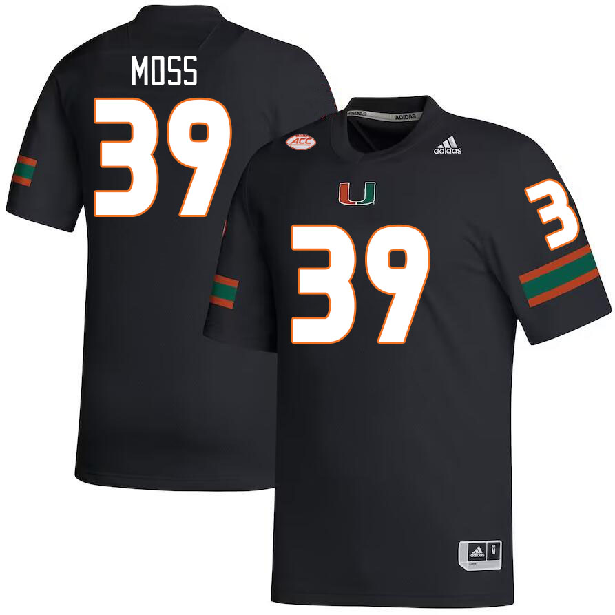 Men #39 Cyrus Moss Miami Hurricanes College Football Jerseys Stitched-Black - Click Image to Close